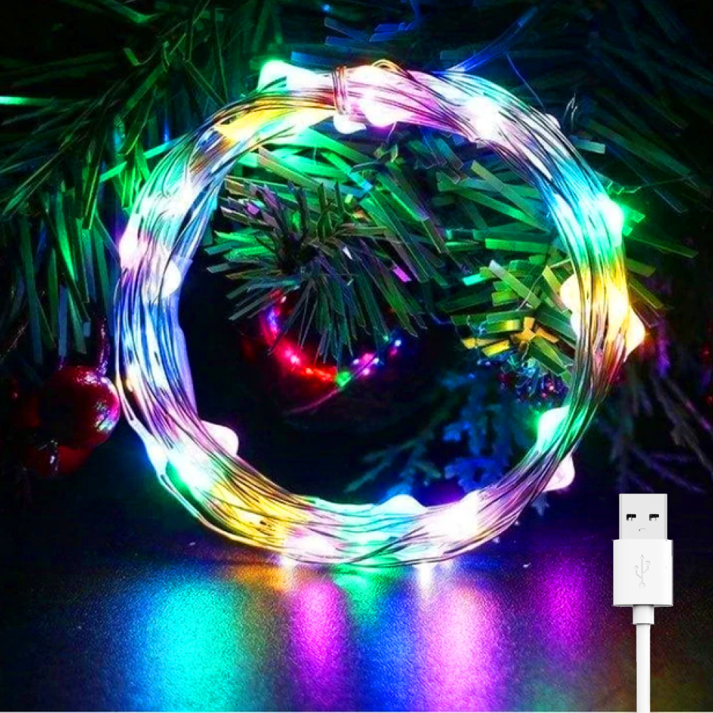 Гирлянда светодиодная нить Роса от USB 200 LED 8 режимов IP44 20 м Мультиколор - фото 1 Гирлянда светодиодная нить Роса от USB 200 LED 8 режимов IP44 20 м Мультиколор - фото 1