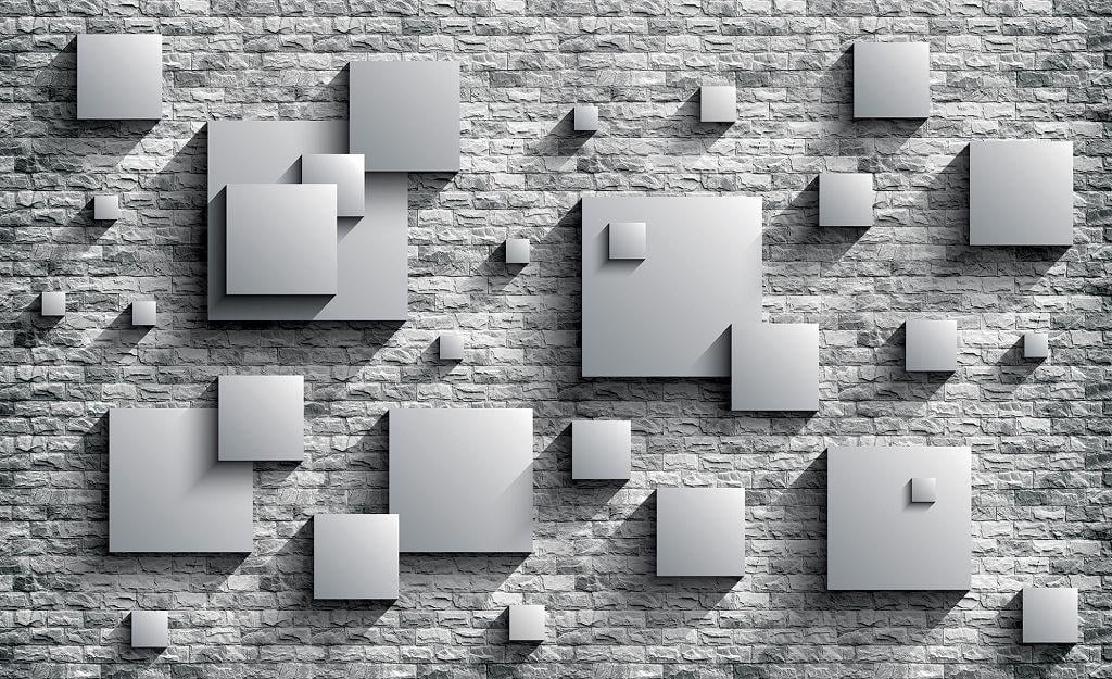 Фотошпалери Consalnet флізелінові абстракція 3D Сірі квадрати 312x219 см (3443VEXXL)