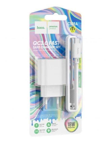 Зарядное устройство Hoco C109A Fighter QC3.0 Type-C Белый Зарядное устройство Hoco C109A Fighter QC3.0 Type-C Белый