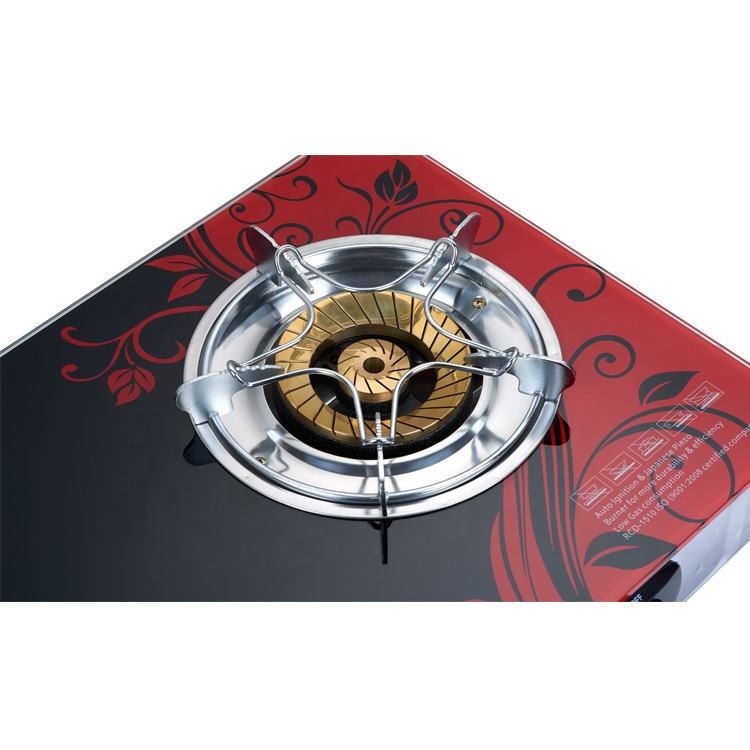 Газовая плита ELECTRA MOON на 2 комфорки с пьезоподжигом и регулировкой пламени стекло и нержавеющая сталь 2,2 кВт Черно-красный (116661js) - фото 4