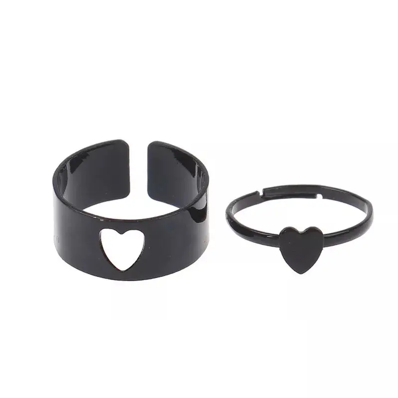 Набір кілець із серцем 2 шт. Чорний (1667806106)