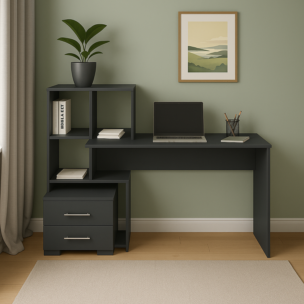 Стіл письмовий СП9 2Я SENAM 1040х1500х500 мм ДСП Сірий Графіт - фото 1 Стіл письмовий СП9 2Я SENAM 1040х1500х500 мм ДСП Сірий Графіт - фото 1