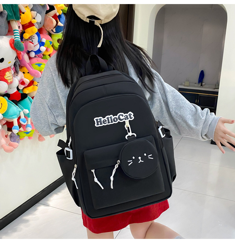 Школьный рюкзак для девочки Hello Cat 5в1 5-11 класс Черный (27668049) - фото 5