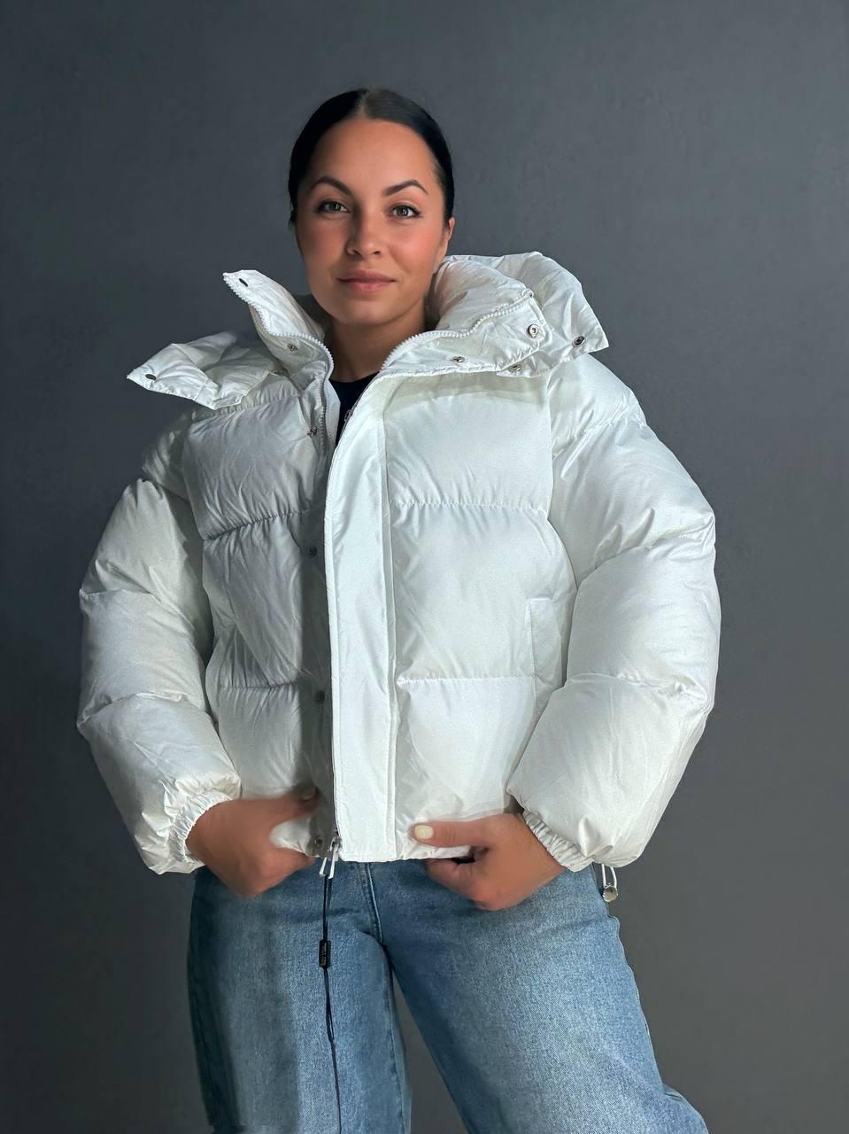 Куртка женская Lady Yep 10005 дутая пуффер с капюшоном р. 46 Белый - фото 1 Куртка женская Lady Yep 10005 дутая пуффер с капюшоном р. 46 Белый - фото 1