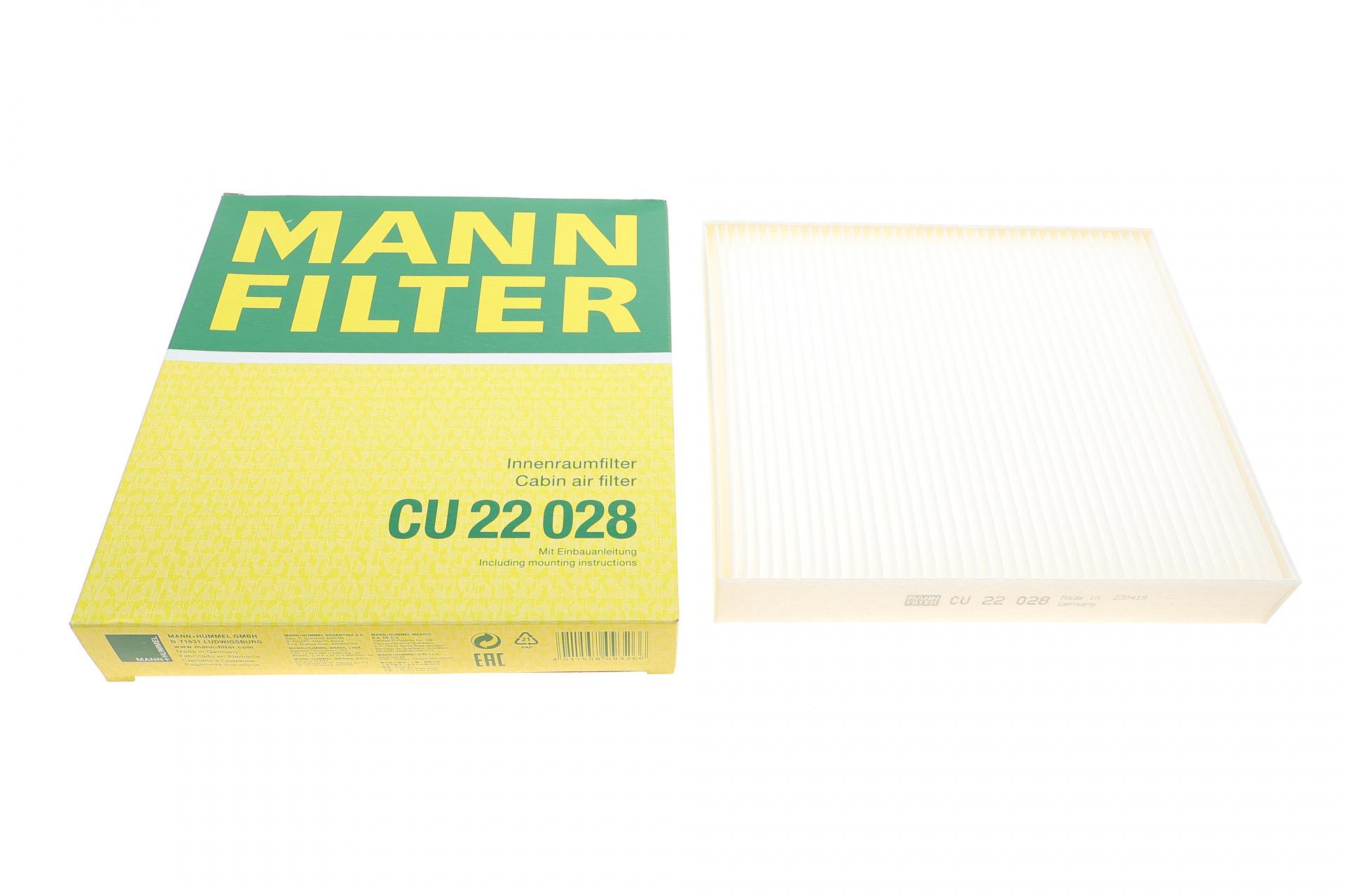 Фильтр салона Mann-Filter для Renault Alaskan 17-/Nissan Navara NP300 15-/MB X-class W470 17- (CU 22 028)
