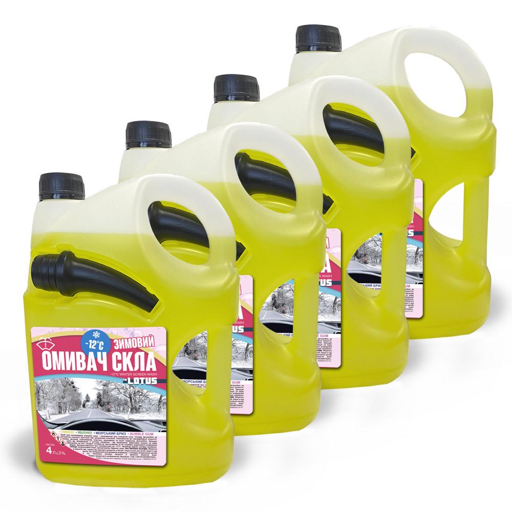 Очищувач скла Lotus Лимон зимовий -12°С каністра з носиком 4 л х 4 шт. (2102579570) Очищувач скла Lotus Лимон зимовий -12°С каністра з носиком 4 л х 4 шт. (2102579570)