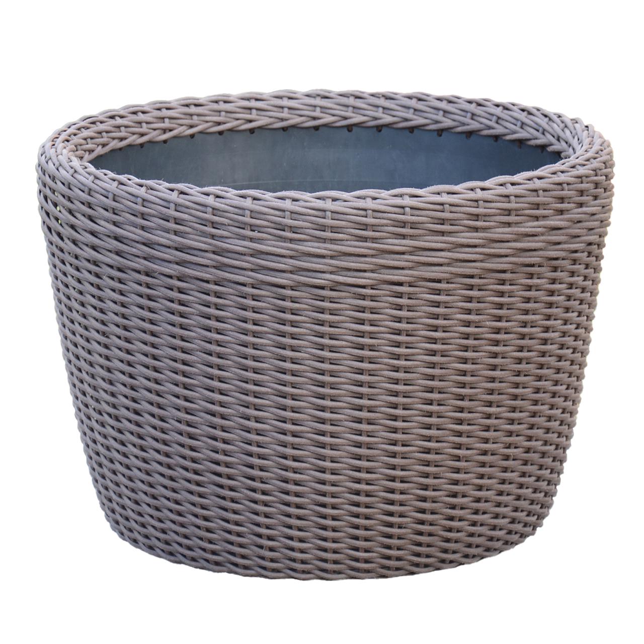 Кашпо большое для растений и цветов из искусственного ротанга/ручной работы 60 л Чесаный венге