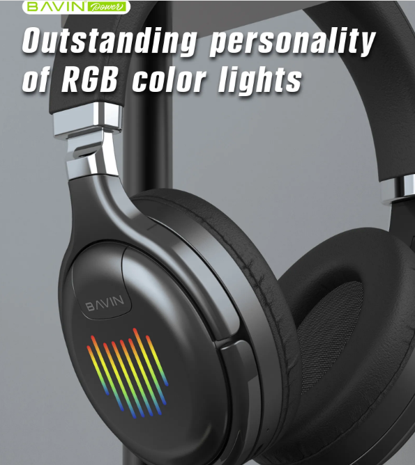 Наушники беспроводные Bavin BH-26 RGB Bluetooth Black - фото 6