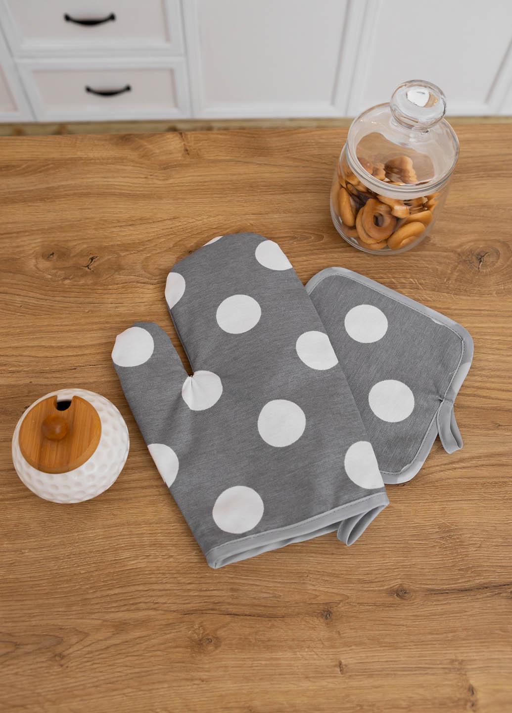 Набор варежка и прихватка водоотталкивающие Большой горошек