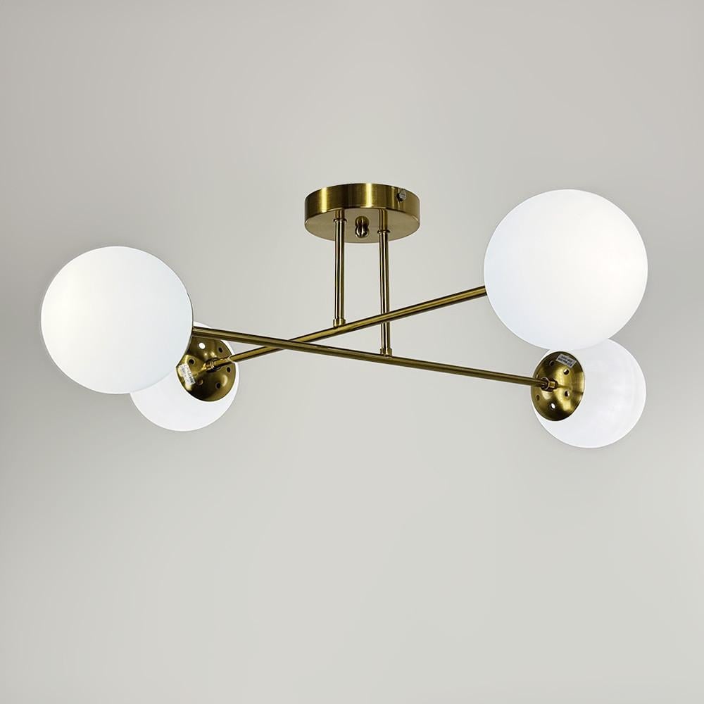 Люстра с 4-белыми плафонами Ø 73 см Латунь (S 7072/4 TBS+WT)