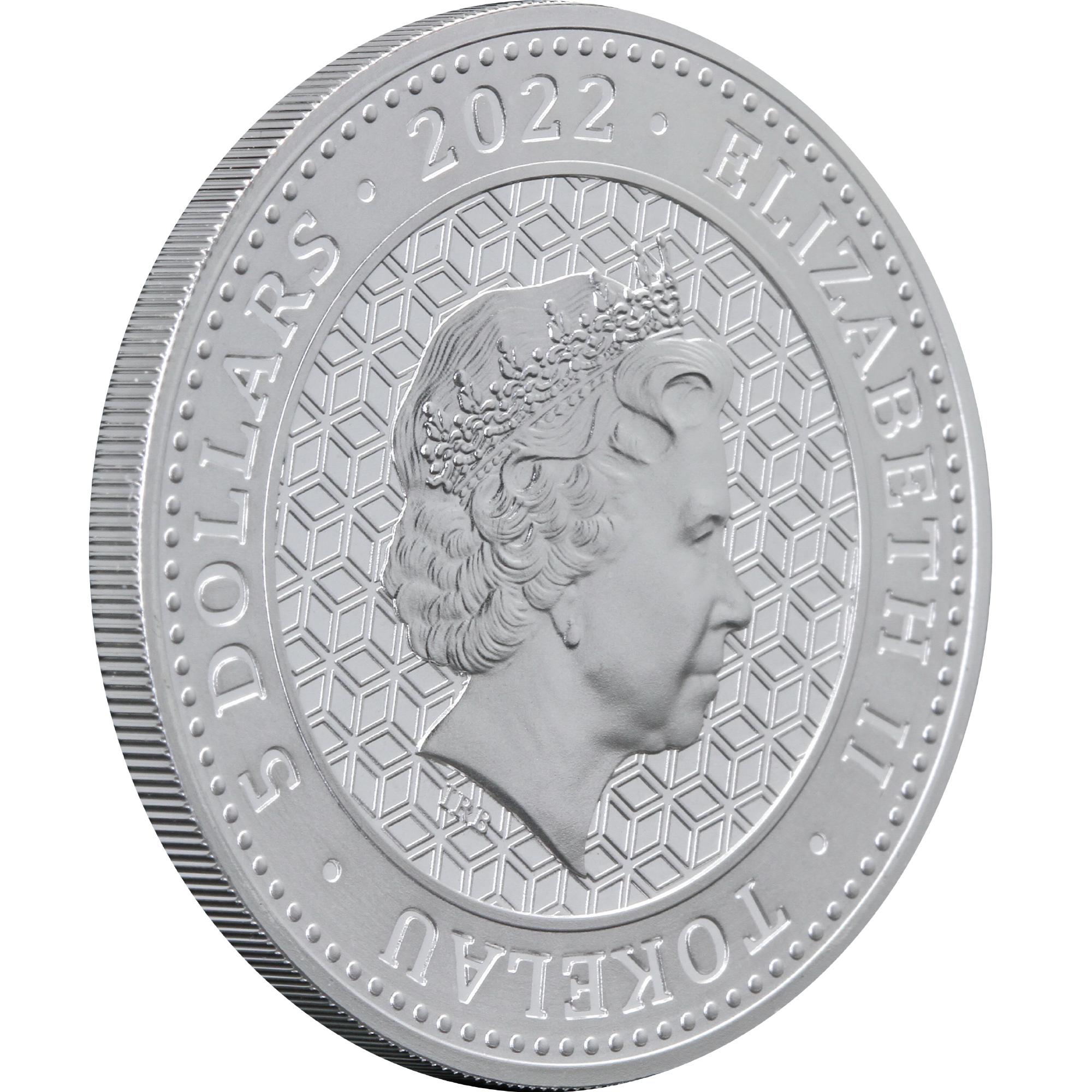 Срібна монета Бик та Ведмідь 5 доларів 2022 Токелау 1 oz (1705) - фото 4