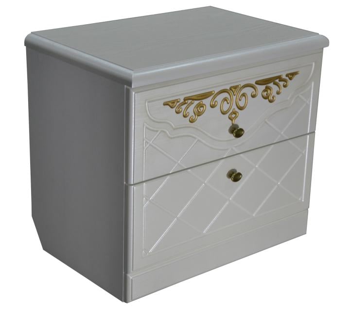 Тумба Неман Лючия 2Ш Белый супермат/Патина золото (45784)