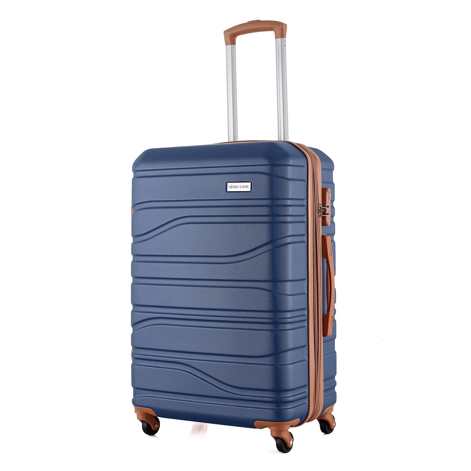 Валіза SEMI LINE 24" на 4 колесах ABS-пластик кодовий замок розширювальний клапан +20% об'єм 66/79 л Темно-синій