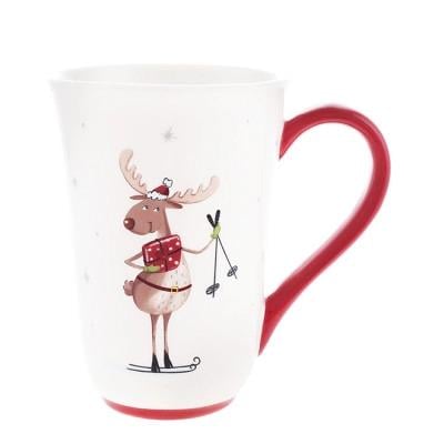 Чашка керамічна Олень з лижами 600 мл (33537) - фото 1 Чашка керамічна Олень з лижами 600 мл (33537) - фото 1