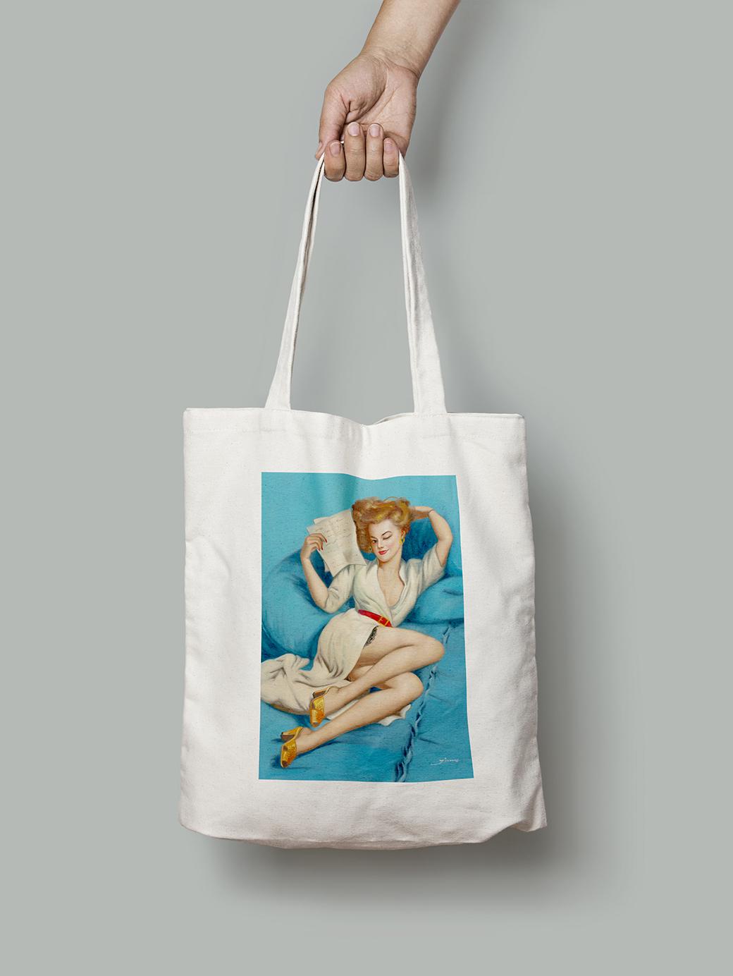 Эко-сумка блондинка читает письмо шопер (pin_up010273_Bag)