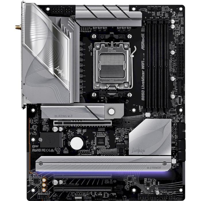 Материнская плата ASRock B850 LiveMixer WiFi ATX sAM5 AMD B850 4xDDR5 3xM.2 2xSATA DP HDMI 2.5GbE Black (31330456)