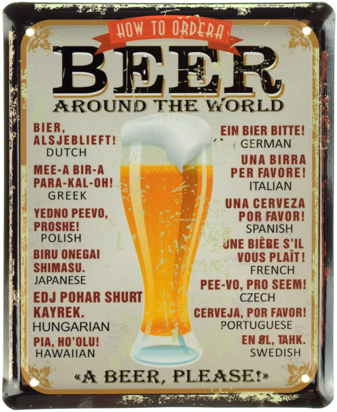 Табличка металева Як Замовити Пиво Пиво, Будь Ласка!/How To Order A Beer A Beer, Please! 18x22 см
