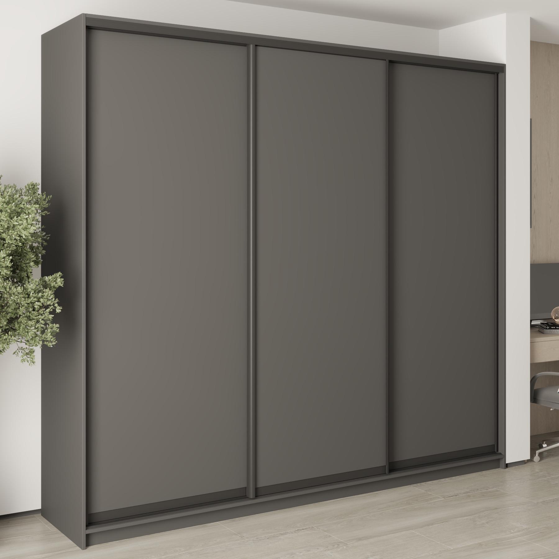 Шкаф-купе трехдверный MebelStar Уни BG 3 ДСП 260x45x240 см Антрацит (MBS-7690) Шкаф-купе трехдверный MebelStar Уни BG 3 ДСП 260x45x240 см Антрацит (MBS-7690)