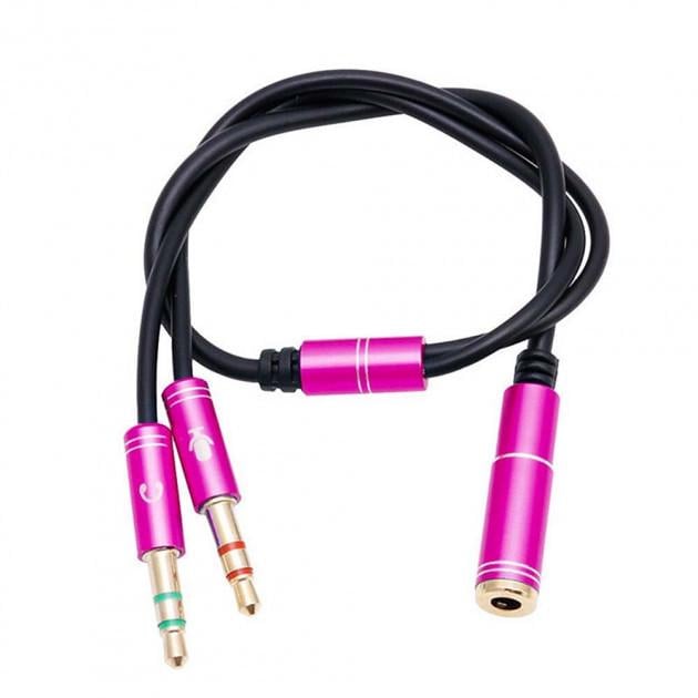 Переходник SUNROZ Metal 3,5 мм F 4 pin-2x3,5 мм M 3 pin Rose (A48319)
