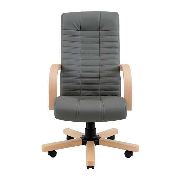 Кресло офисное компьютерное Atlant VIP Wood M3 MultiBlock натуральная кожа Lux Серый - фото 1