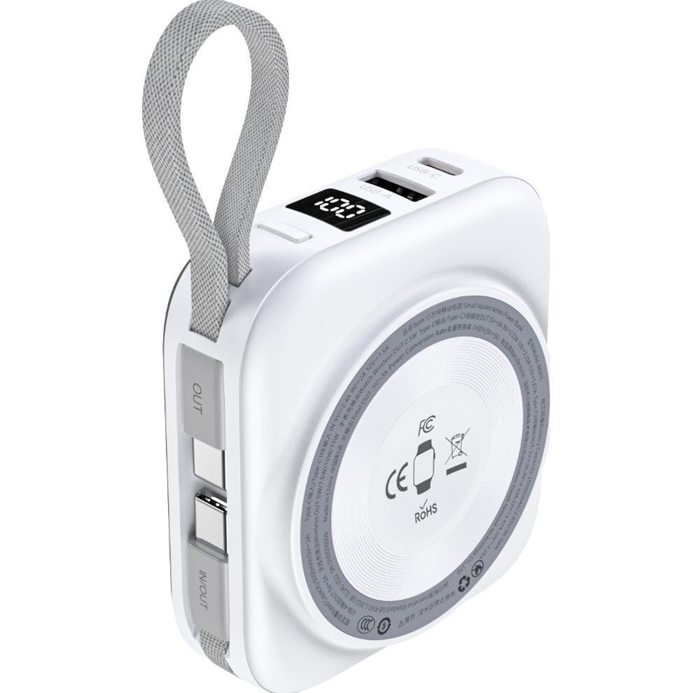 Повербанк Choetech Magnetic Wireless 10000 mAh 22,5W PD USB-A USB Type-C Белый (B697C-WHSL)