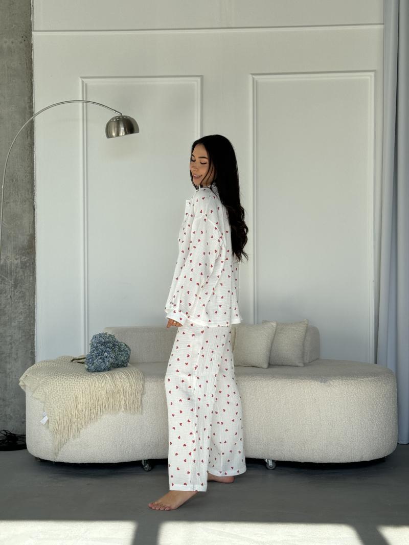 Піжама жіноча з мусліну M Червоне сердечко велике (MR26237771) - фото 4 Піжама жіноча з мусліну M Червоне сердечко велике (MR26237771) - фото 4