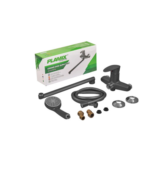 Смеситель для ванны цвет графит из термопластика PLAMIX CEZAR-006 EURO SET Graphite (PM0691) - фото 7 Смеситель для ванны цвет графит из термопластика PLAMIX CEZAR-006 EURO SET Graphite (PM0691) - фото 7