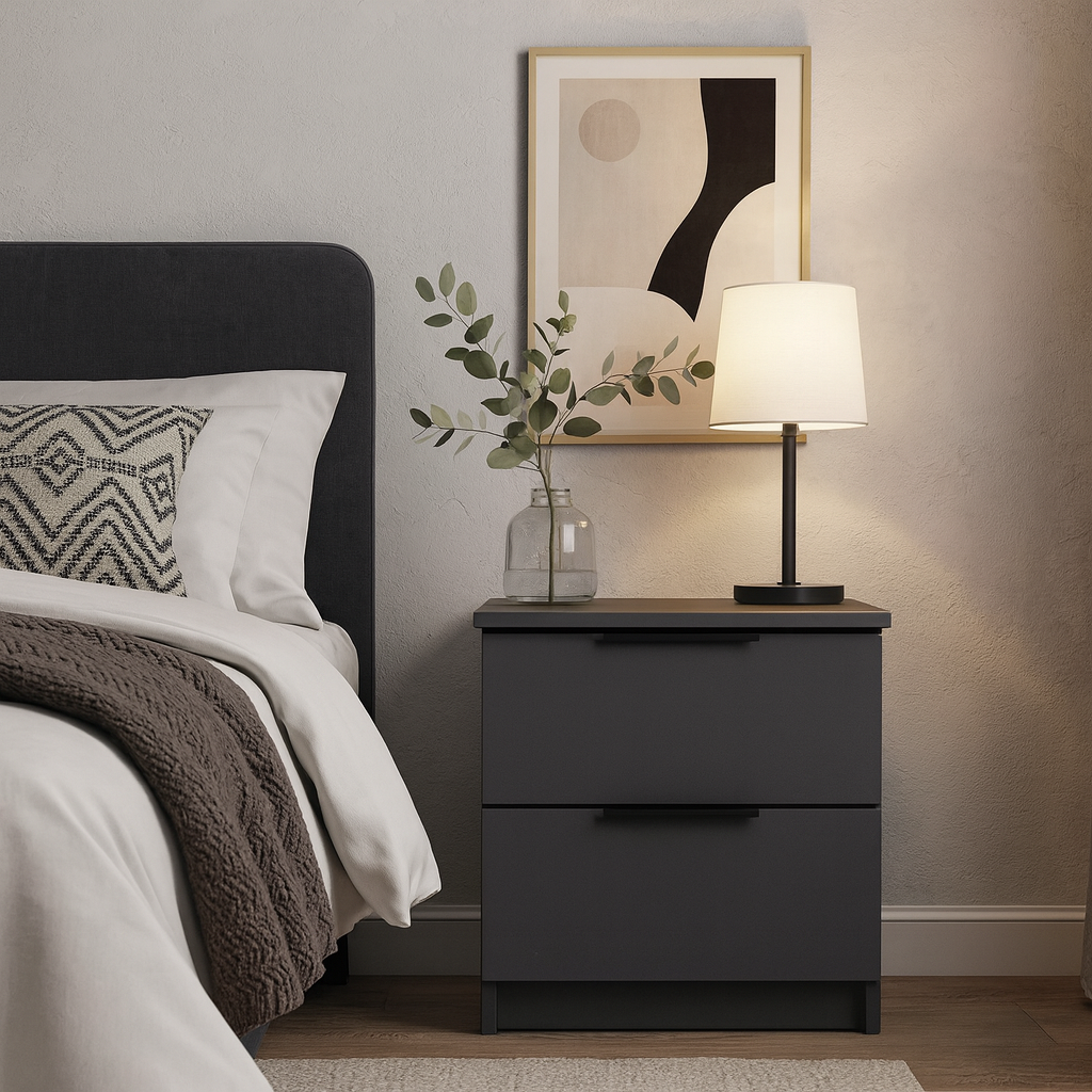 Тумба прикроватная ТП3 SENAM 480х400х400 мм ДСП Серый Графит - фото 1 Тумба прикроватная ТП3 SENAM 480х400х400 мм ДСП Серый Графит - фото 1