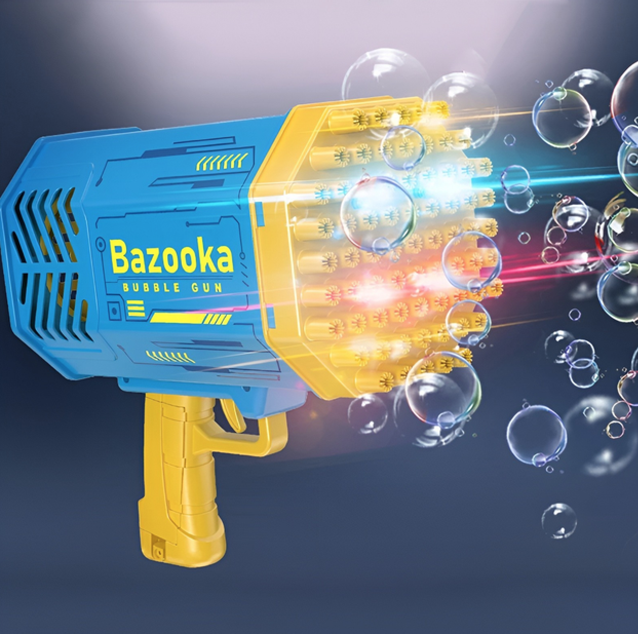 Пистолет пузырьковый Bubble Gun с LED-подсветкой 69 отверстий Голубой (RBG-40-Blue) - фото 2