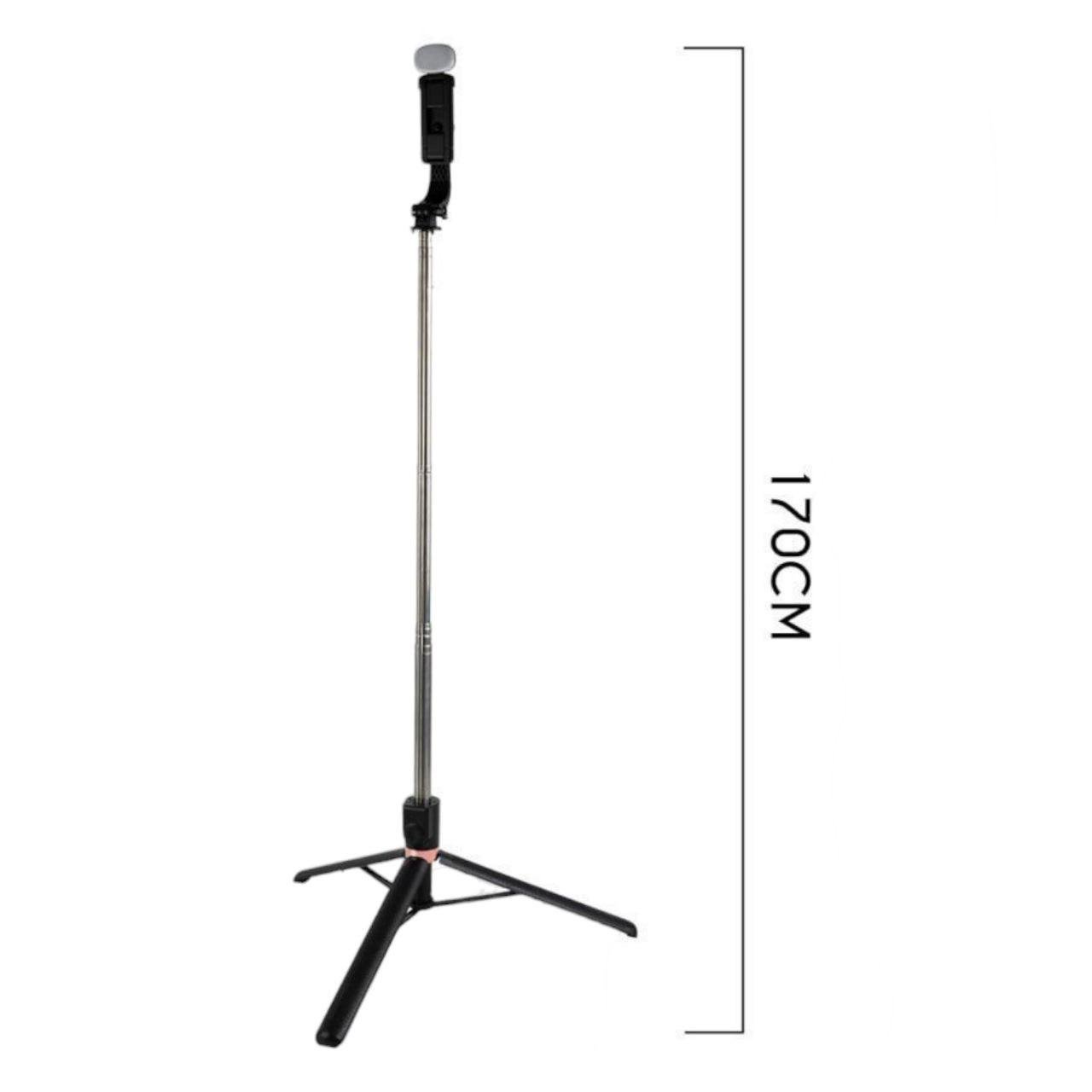 Селфи-монопод Plokama LIVE-K9 LED вращение на 360° складная конструкция Черный (25775124) - фото 2