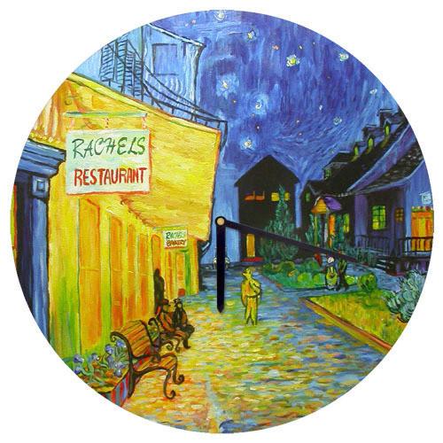 Часы настенные круглые Presentville Ночное кафе 36 см (CHR O 15M012)