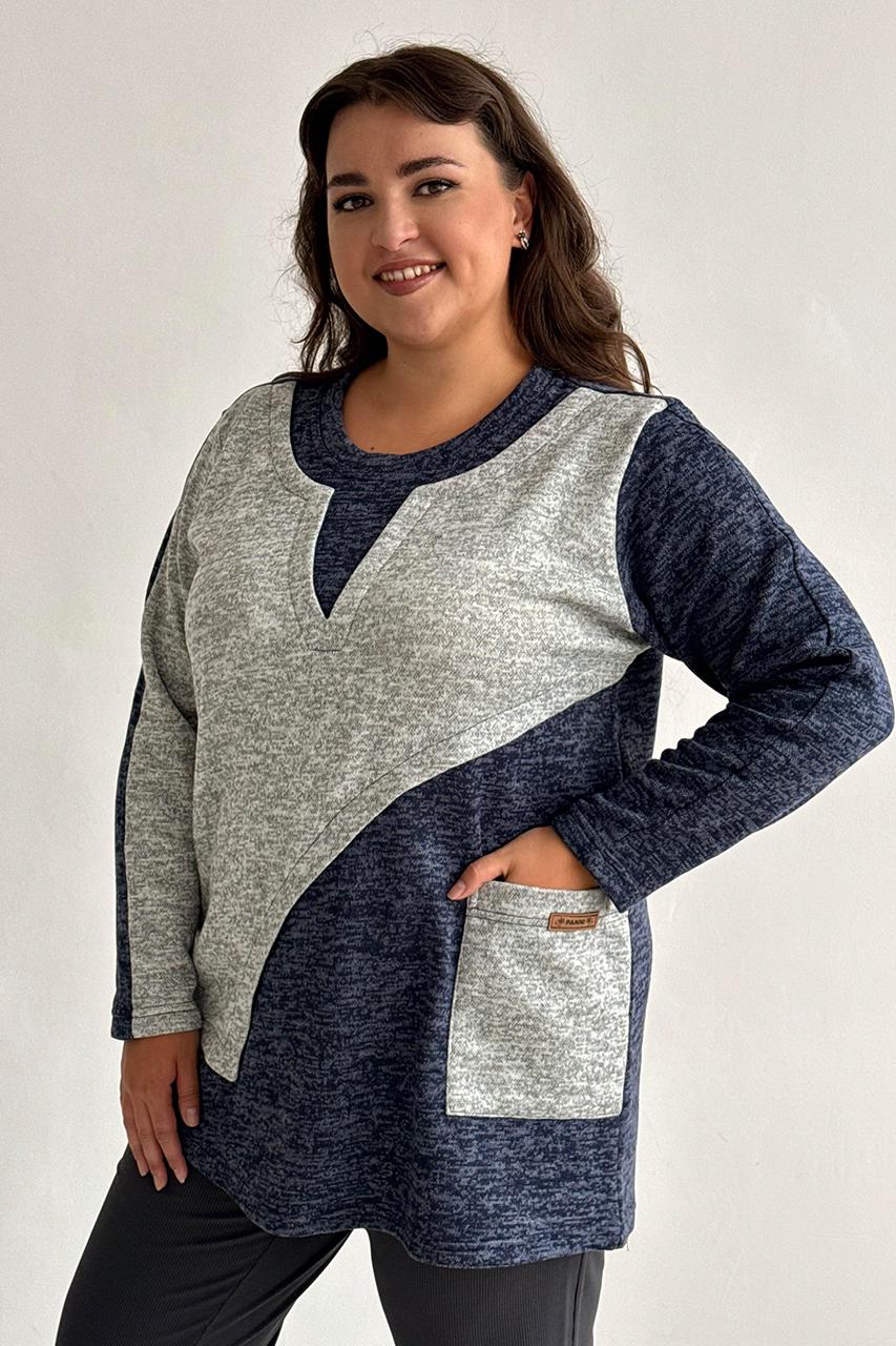 Туника флисовая PANNI Женя теплая с карманом р. 64-66 Синий (Р2508252286) - фото 4 Туника флисовая PANNI Женя теплая с карманом р. 64-66 Синий (Р2508252286) - фото 4