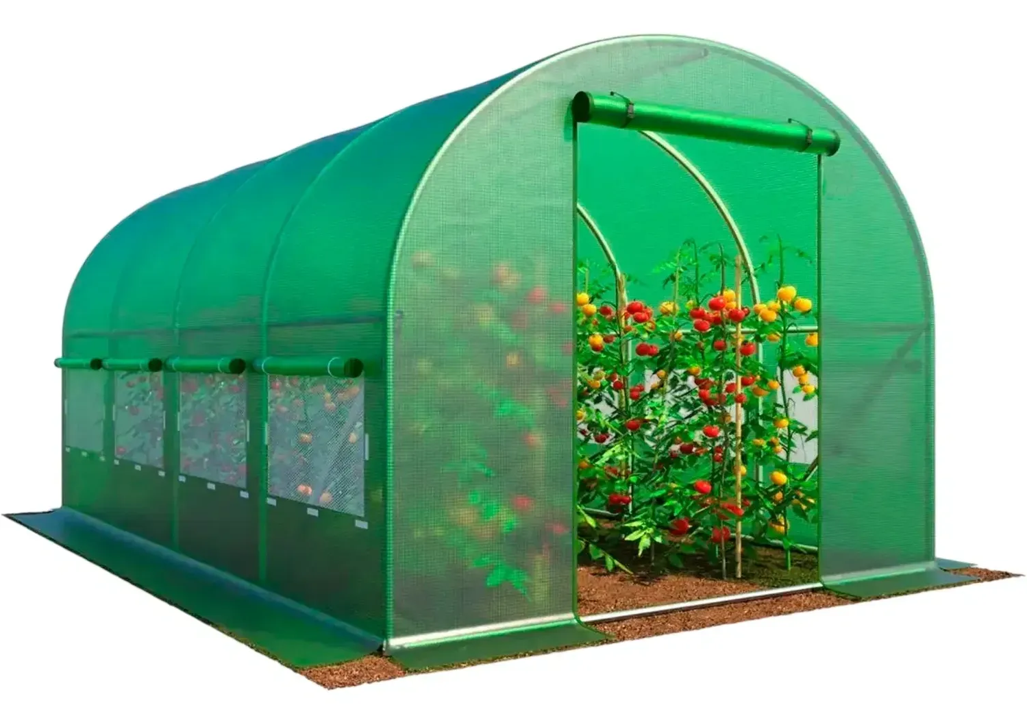 Теплица садовая FunFit 10 м2 с окнами и армированной пленкой 4х2,5х2 м Зеленый (DA-FF10GR)