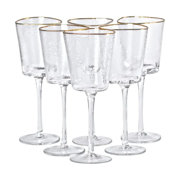 Набір келихів для вина Triangle 6 шт. по 350 мл Прозорий/Золотий - фото 2