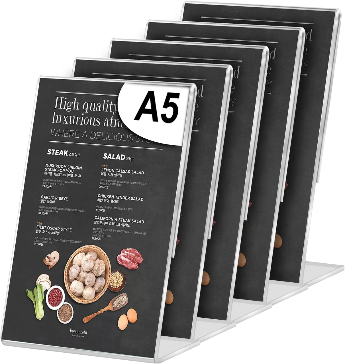 Підставка настільна L-подібна A5 прозора акрилова для меню/плакатів/листівок/цінників 5 шт. (2912914247)