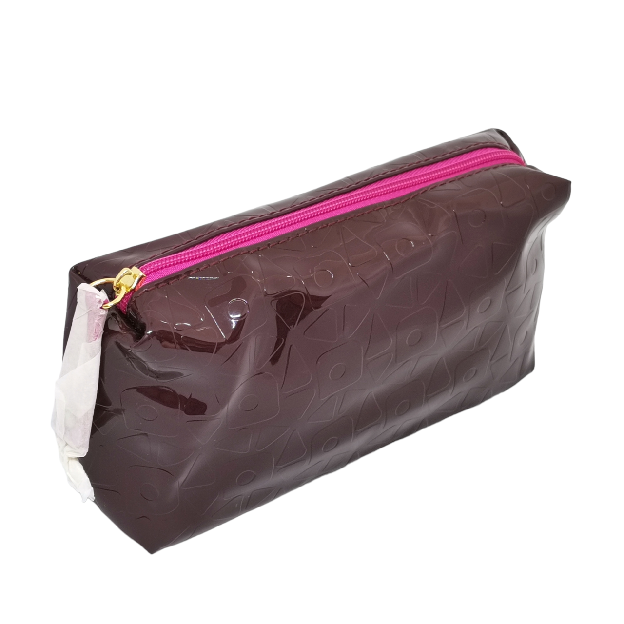 Косметичка з геометричним малюнком лакована Бордовий