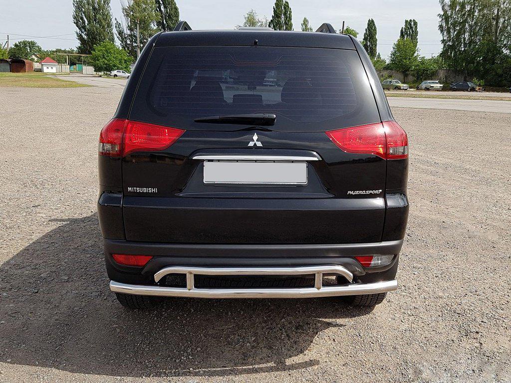 Задняя защита AK002-2 CAN для Mitsubishi Pajero Sport 2008-2015 гг. нержавеющая сталь Хром