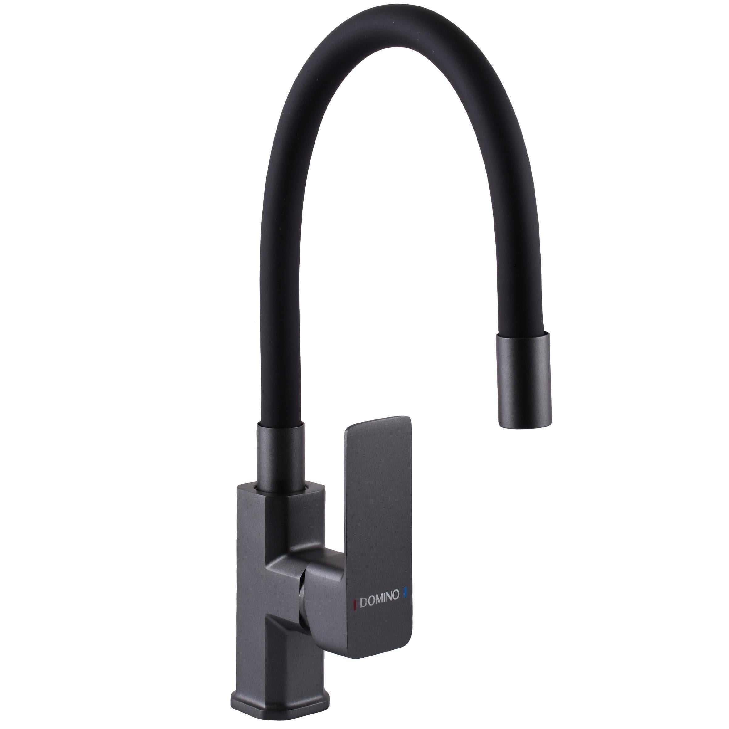 Смеситель для кухни с гибким изливом DOMINO MALIBU DMM-203 LR-GP-BLACK Графитовый/Черный (26600)