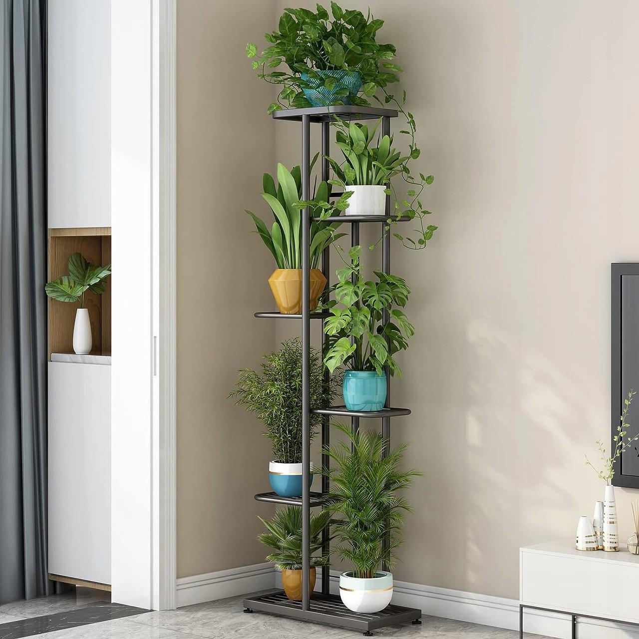 Стеллаж для горшков с растениями POKKA металлический на 6 уровней 108x43x22 см Черный (2605799096) - фото 3