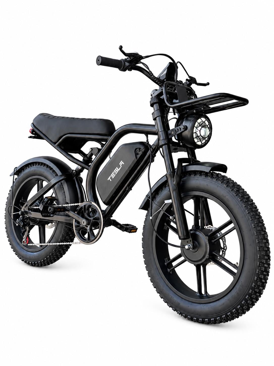 Электровелосипед полноприводный Tesla Fatbike V8 Dual 20" 2000W 2x1000W 48V 24 Ah Черный из NFC (TV8-2000-48-24)