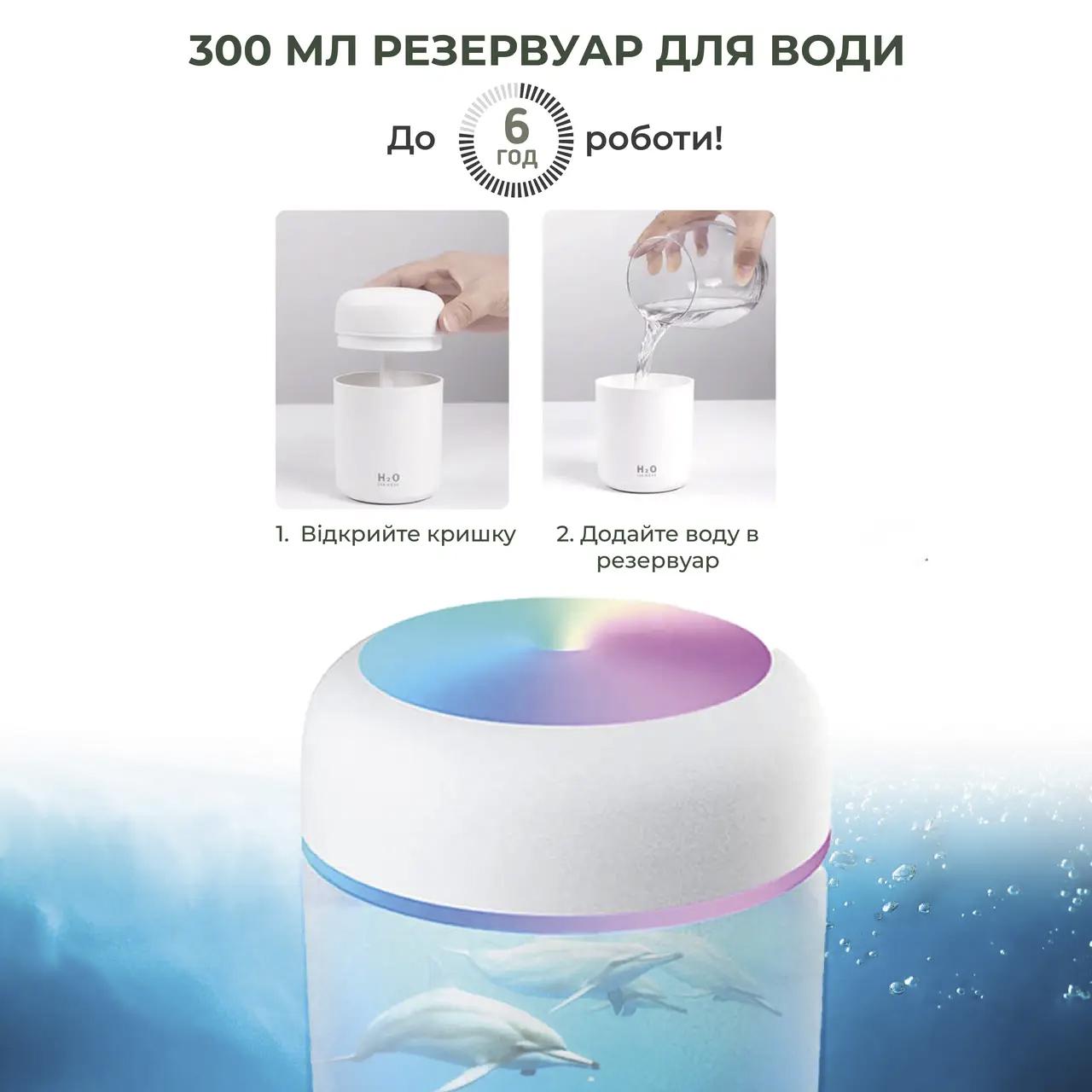 Зволожувач повітря H2O 300 мл з LED-підсвічуванням Білий (1801277) - фото 6