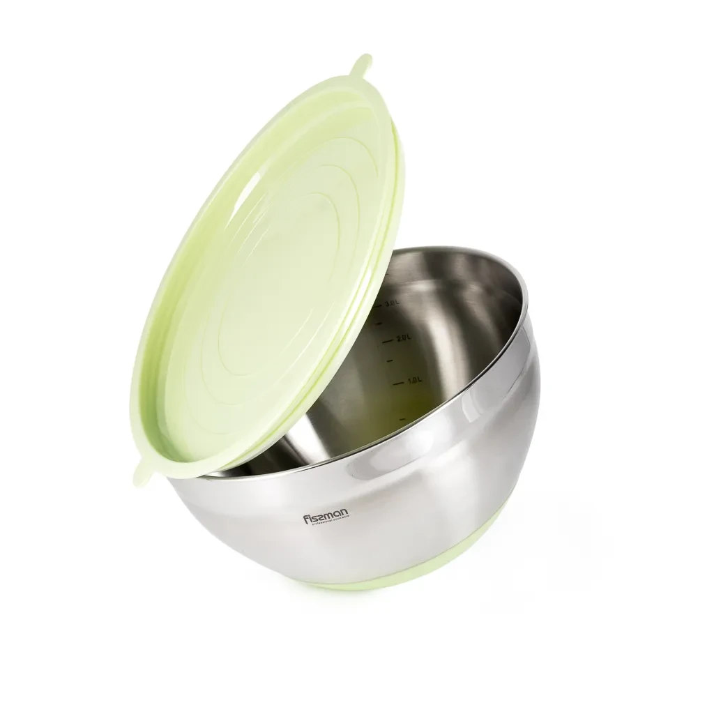 Миска FIssman 24x13,5 см 4,5 л с пластиковой крышкой из нержавеющей стали (5189)