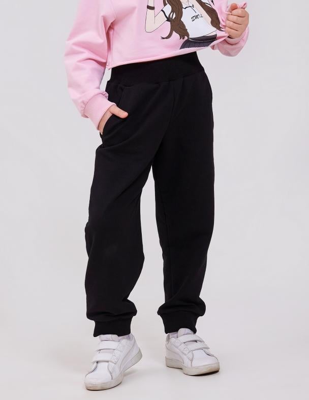 Брюки для девочки Smil стрейч-футер 134 см Черный (115635)