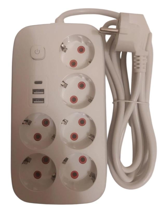Переноска Power Socket 5 м 6 розеток 3 USB порта 2500W (2104618794) - фото 11