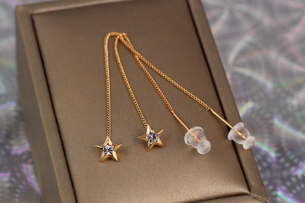 Серьги продывки Xuping Jewelry звездочка с фианитом в серединке 7 см Золотистый
