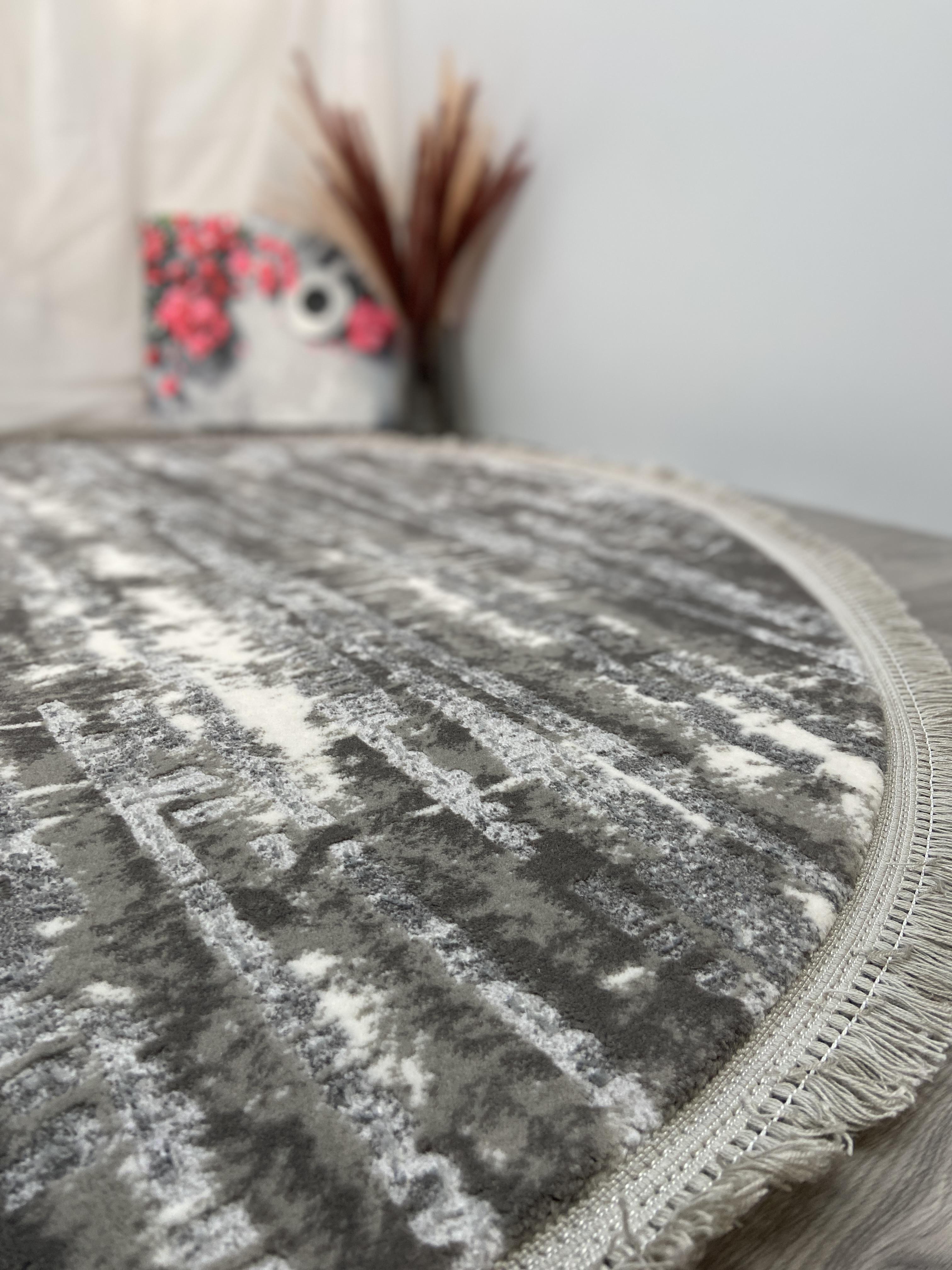 Ковер с комбинированным ворсом и термоусадкой Mega 200x200 см круг Серый (2701BGRS3) - фото 5 Ковер с комбинированным ворсом и термоусадкой Mega 200x200 см круг Серый (2701BGRS3) - фото 5