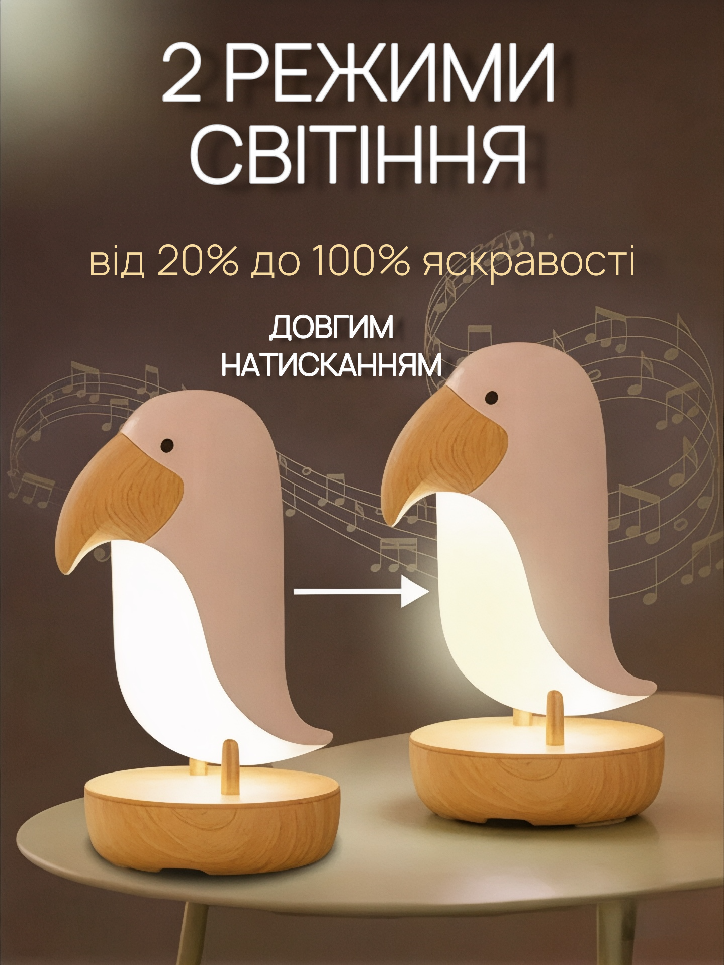 Нічник дитячий акумуляторний Тукан із колонкою сенсорний (23808448) - фото 3 Нічник дитячий акумуляторний Тукан із колонкою сенсорний (23808448) - фото 3