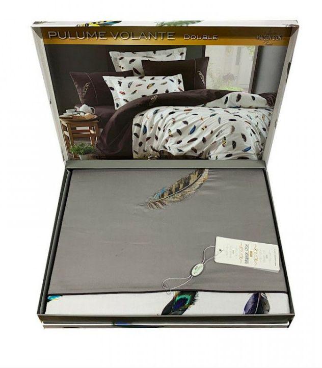 Постельное белье Maison D'or Plum Volante Делюкс сатин евро 200x220 см Grey (2000022265054)