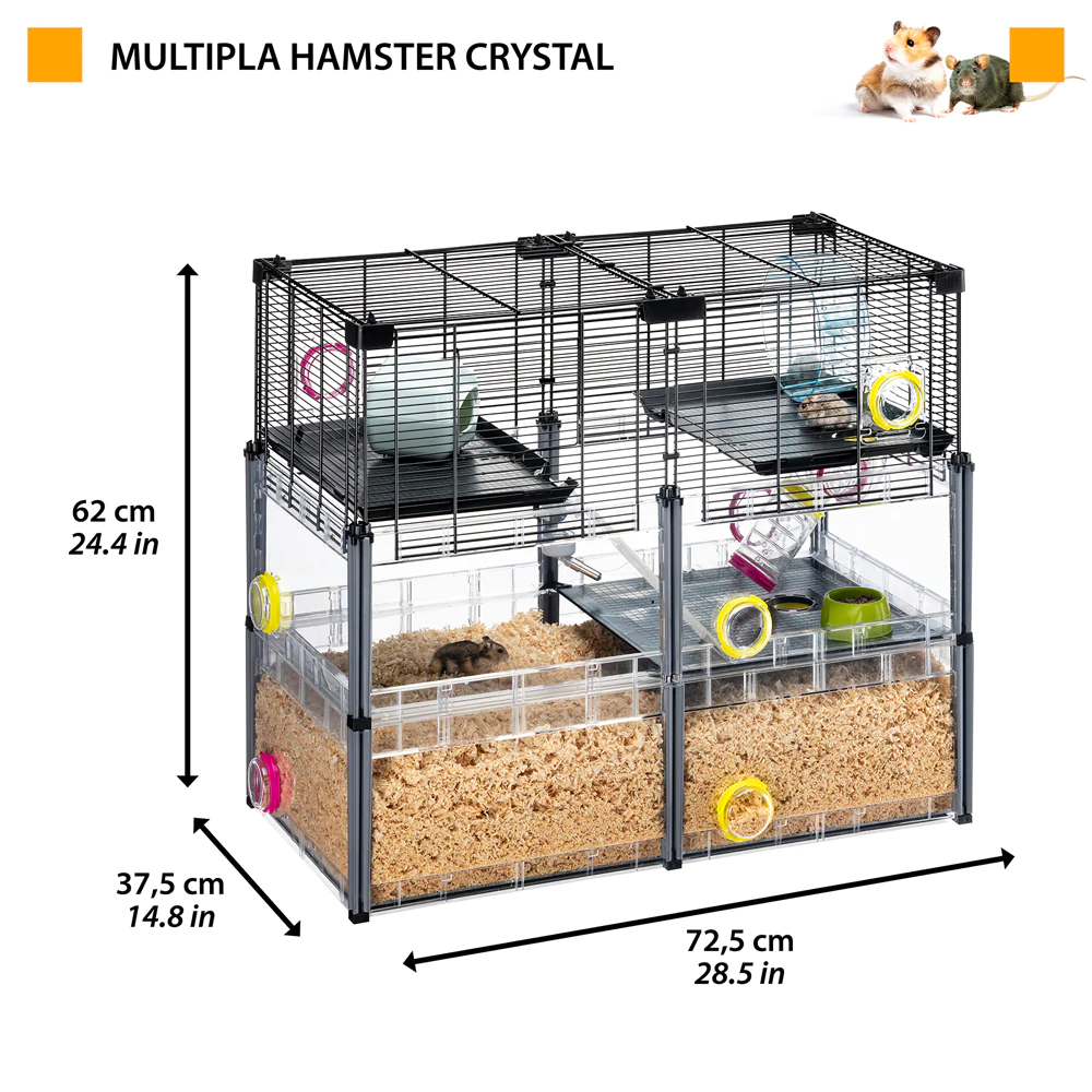 Клітка для хом'яків і мишей Ferplast Multipla Hamster Crystal з аксесуарами 72,5х37,5х62 см (57007617) - фото 3