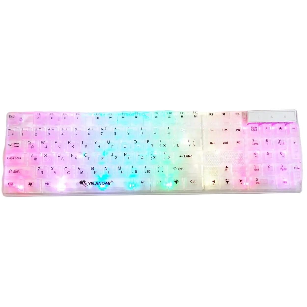 Клавіатура дротова Yelandar AN-T20 з RGB підсвічуванням USB White (3_04417)